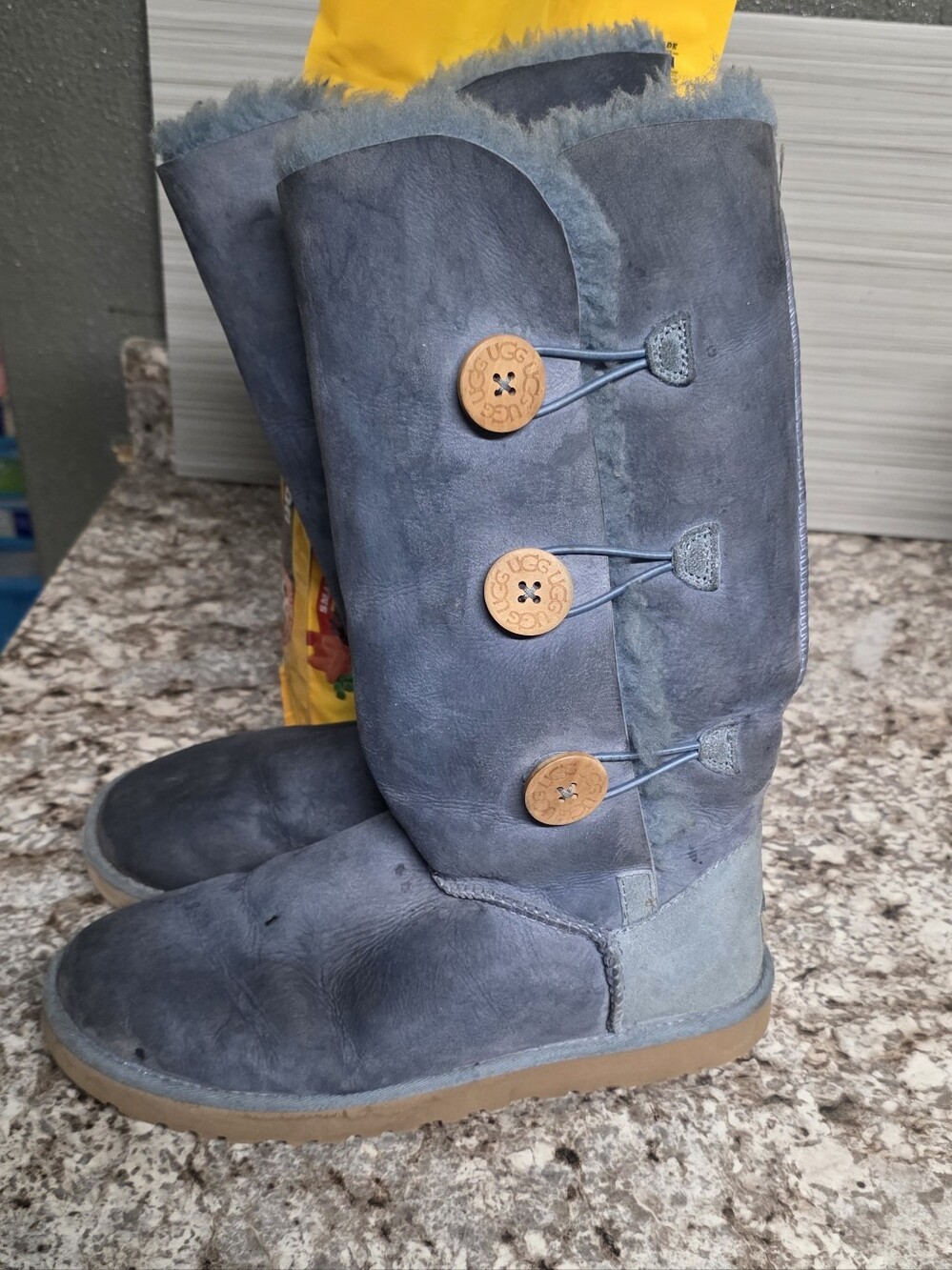 Women's UGG Tall Button Suede Boots in Slate Blue Sz 9